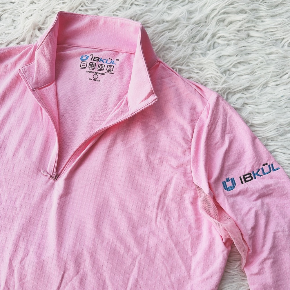 NWT IBKUL LONG SLEEVE ZIP MOCK NECK SPF 50 SUN PROTECTION/GOLF TOP